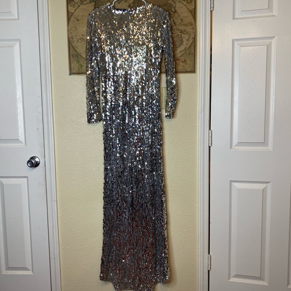 Silver sequin gown